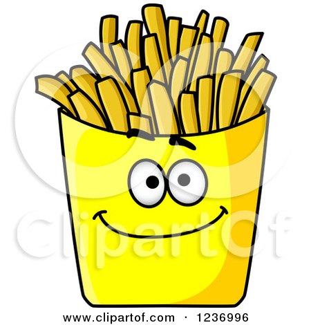 Clipart of a Happy Yellow French Fry Box Character - Royalty Free Vector Illustration by Vector Tradition SM