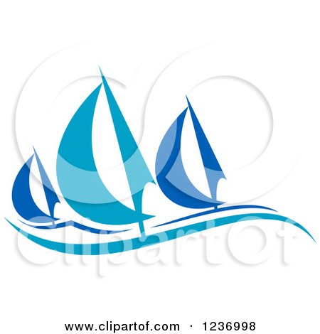 Clipart of Regatta Sailboats in Blue - Royalty Free Vector Illustration by Vector Tradition SM