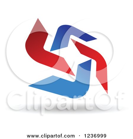 Clipart of a Red and Blue Floating Windmill 2 - Royalty Free Vector Illustration by Vector Tradition SM