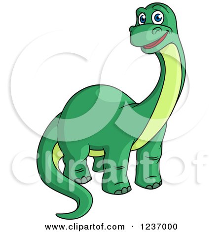 Clipart of a Cute Happy Green Apatosaurus Dinosaur - Royalty Free Vector Illustration by Vector Tradition SM