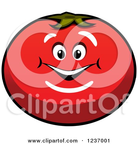 Clipart of a Smiling Tomato Character 2 - Royalty Free Vector Illustration by Vector Tradition SM
