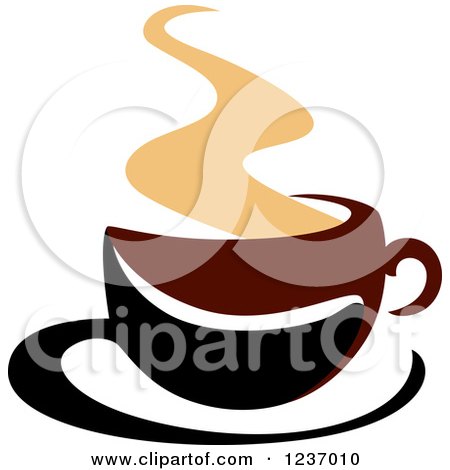 Clipart of a Brown Cafe Coffee Cup with Steam 48 - Royalty Free Vector Illustration by Vector Tradition SM