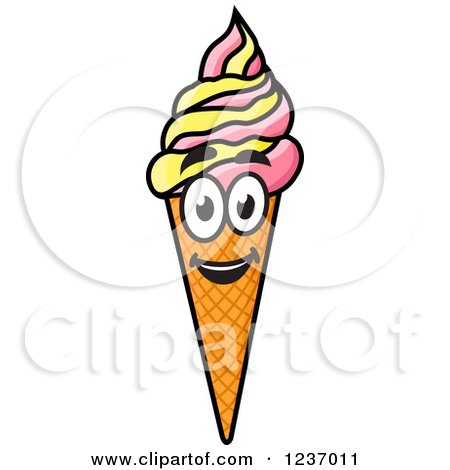 Clipart of a Happy Frozen Yogurt Ice Cream Cone 2 - Royalty Free Vector Illustration by Vector Tradition SM