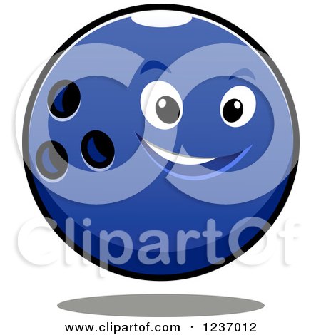 Clipart of a Tough Blue Bowling Ball Character - Royalty Free Vector Illustration by Vector Tradition SM