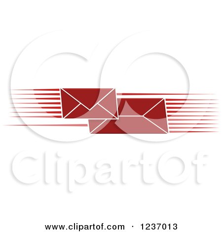 Clipart of a Fast Red Envelopes with Speed Lines - Royalty Free Vector Illustration by Vector Tradition SM
