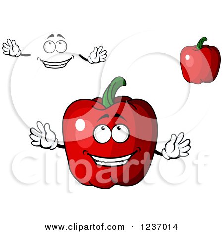 Clipart of a Happy Red Bell Pepper Character - Royalty Free Vector Illustration by Vector Tradition SM