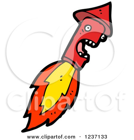 Clipart of a Happy Red Rocket - Royalty Free Vector Illustration by lineartestpilot