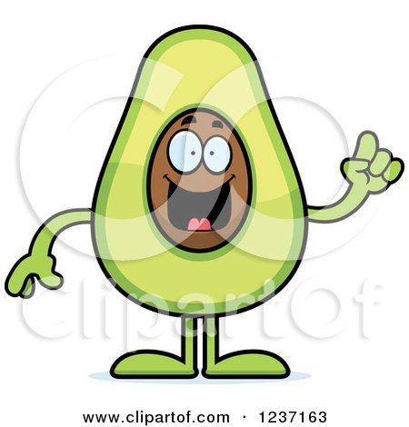 Clipart of a Smart Avocado Character with an Idea - Royalty Free Vector Illustration by Cory Thoman