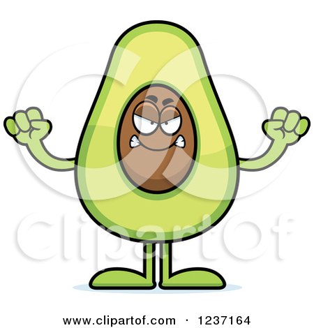 Clipart of a Mad Avocado Character Holding up Fists - Royalty Free Vector Illustration by Cory Thoman