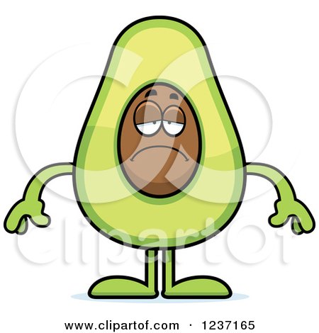Clipart of a Depressed Avocado Character - Royalty Free Vector Illustration by Cory Thoman