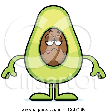 Clipart of a Sick Avocado Character - Royalty Free Vector Illustration by Cory Thoman