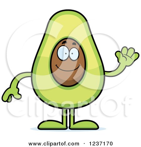 Clipart of a Friendly Waving Avocado Character - Royalty Free Vector Illustration by Cory Thoman
