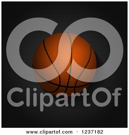 Clipart of a Basketball over Black Metal Mesh - Royalty Free Vector Illustration by elaineitalia
