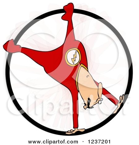 Clipart of a Circus Acrobatic Man Spinning Upside down in a Cyr Wheel - Royalty Free Illustration by djart