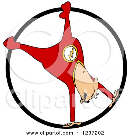 Clipart of a Circus Acrobatic Man Upside down in a Cyr Wheel - Royalty Free Vector Illustration by djart