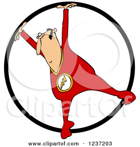 Clipart of a Circus Acrobatic Man Using a Cyr Wheel - Royalty Free Vector Illustration by djart