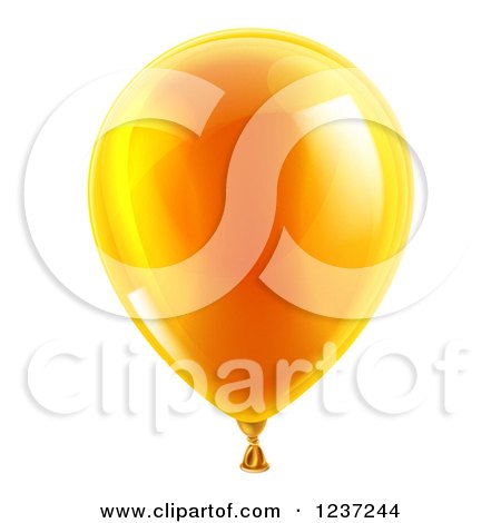 Clipart of a 3d Reflective Orange Party Balloon - Royalty Free Vector Illustration by AtStockIllustration