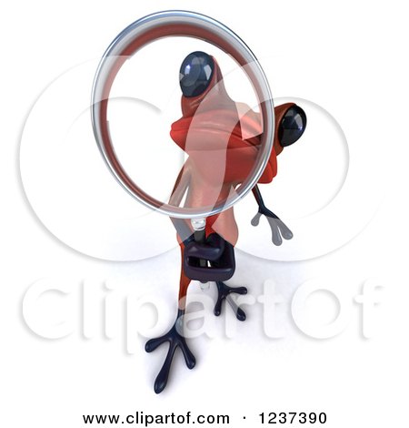 3d Red Springer Frog Using a Magnifying Glass Posters, Art Prints