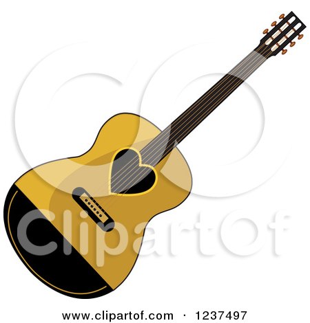 Clipart of a Fancy Guitar with a Heart - Royalty Free Vector Illustration by Pams Clipart