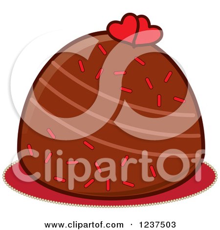 Clipart of a Valentine Chocolate Truffle with Hearts and Sprinkles - Royalty Free Vector Illustration by Pams Clipart
