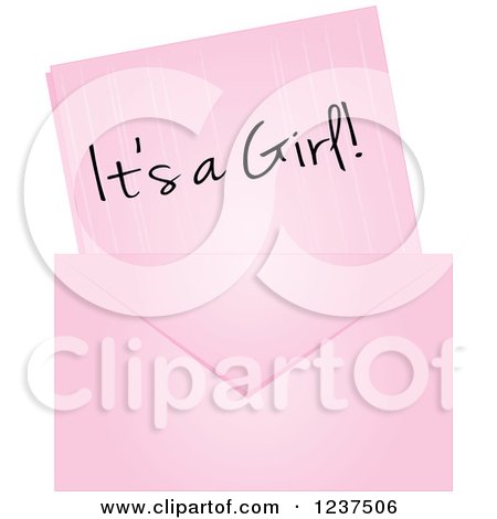 Clipart of a Pink Its a Girl Baby Birth Announcement - Royalty Free Vector Illustration by Pams Clipart