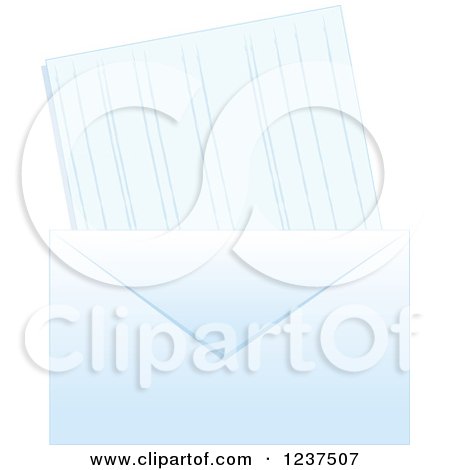 Clipart of a Blue Envelope and Card or Letter - Royalty Free Vector Illustration by Pams Clipart