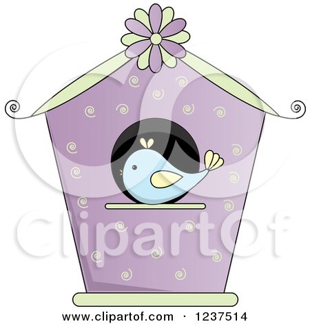 Clipart of a Purple Bird House with Swirls - Royalty Free Vector Illustration by Pams Clipart