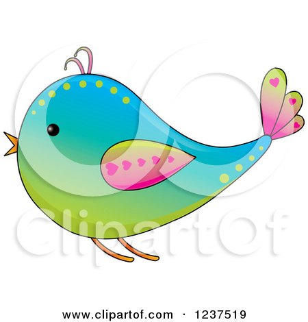 Clipart of a Gradient Colorful Bird with Hearts - Royalty Free Vector Illustration by Pams Clipart
