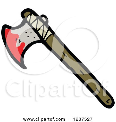 Clipart of a Primitive Bloody Axe - Royalty Free Vector Illustration by lineartestpilot