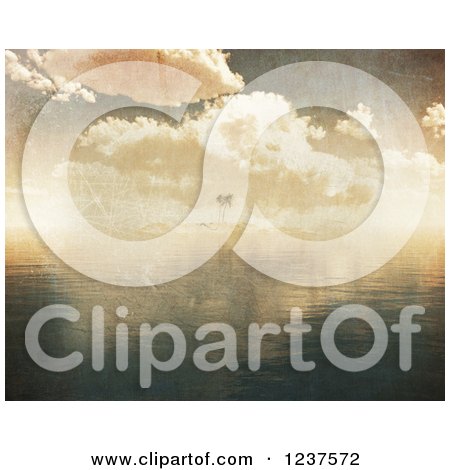 Clipart of a Grungy Background of a Tropical Island and Ocean - Royalty Free CGI Illustration by KJ Pargeter