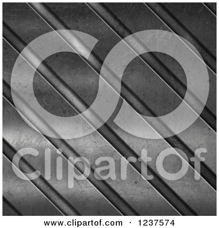 Clipart of a 3d Diagonal Metal Stripe Background - Royalty Free CGI Illustration by KJ Pargeter