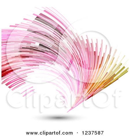 Clipart of Colorful Fanning Lights and Shadow on White - Royalty Free Vector Illustration by KJ Pargeter