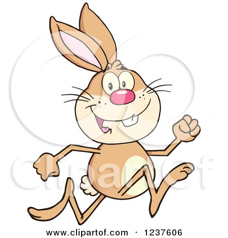 Clipart of a Happy Brown Rabbit Running a Race - Royalty Free Vector Illustration by Hit Toon