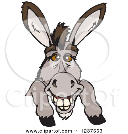 Clipart of a Happy Donkey Smiling over a Sign - Royalty Free Vector Illustration by Dennis Holmes Designs