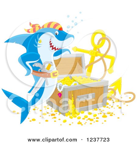 Clipart of a Pirate Shark by Sunken Treasure - Royalty Free Vector Illustration by Alex Bannykh