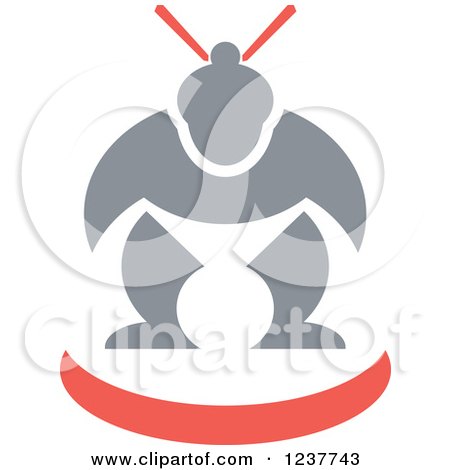 Clipart of a Sumo Wrestler over a Swoosh - Royalty Free Vector Illustration by patrimonio