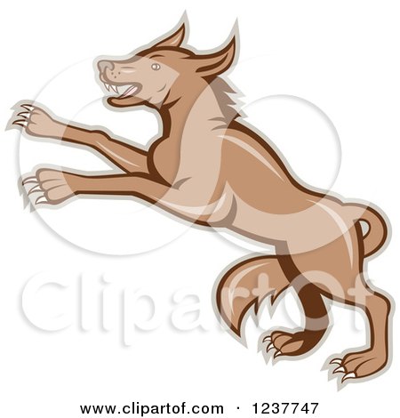 Clipart of a Brown Rearing Wolf - Royalty Free Vector Illustration by patrimonio