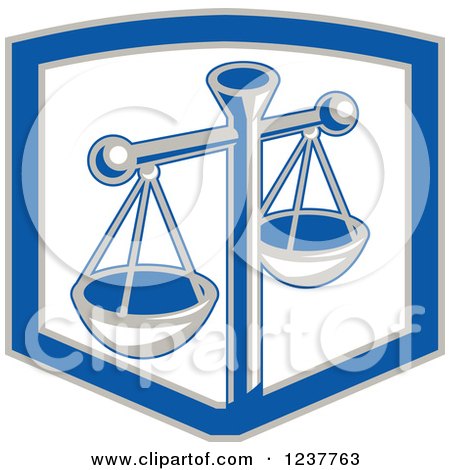 Clipart of a Scales of Justice in a Shield - Royalty Free Vector Illustration by patrimonio