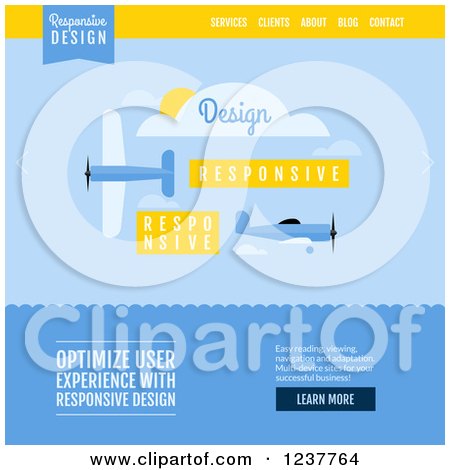 Clipart of a Plane Responsive Design Website Design Template - Vector and Experience Recommended - Royalty Free Vector Illustration by elena