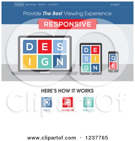 Clipart of a Responsive Website Design Template - Vector and Experience Recommended - Royalty Free Vector Illustration by elena