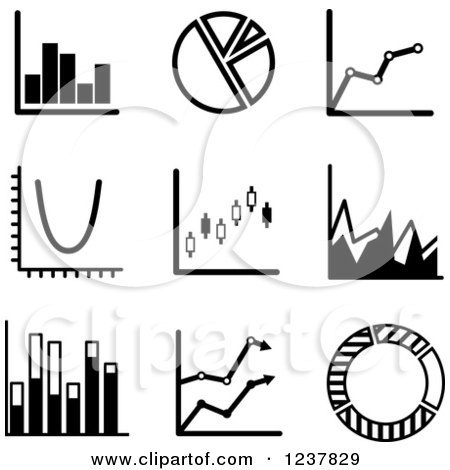 Clipart of Black and White Statistic Icons - Royalty Free Vector Illustration by Vector Tradition SM