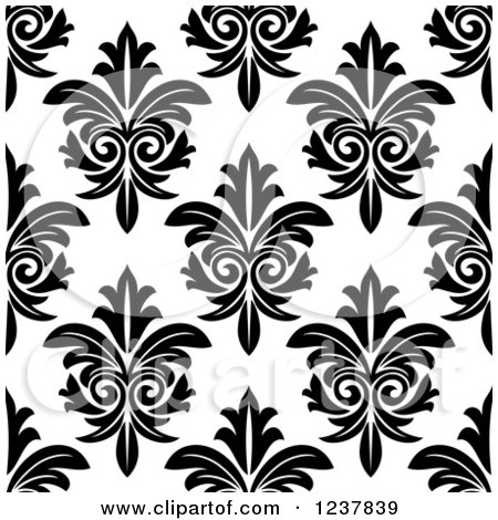 Clipart of a Seamless Black and White Damask Background Pattern 16 - Royalty Free Vector Illustration by Vector Tradition SM