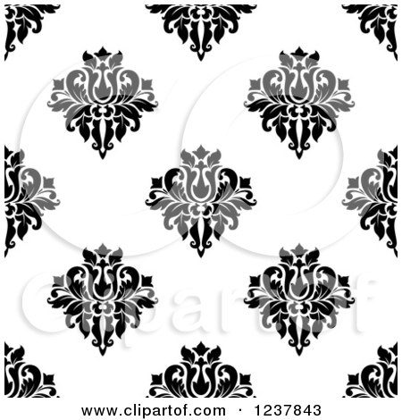 Clipart of a Seamless Black and White Damask Background Pattern 18 - Royalty Free Vector Illustration by Vector Tradition SM