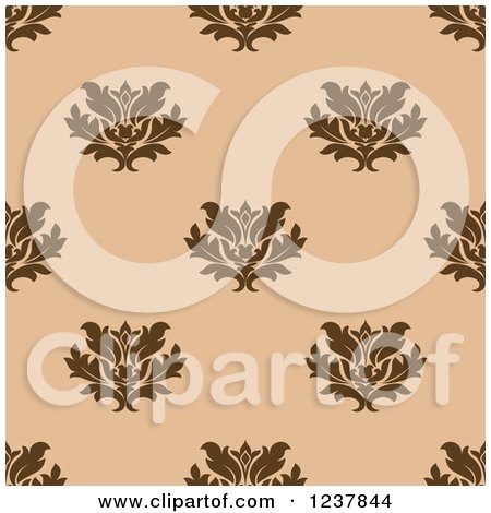 Clipart of a Seamless Brown and Tan Damask Background Pattern 4 - Royalty Free Vector Illustration by Vector Tradition SM