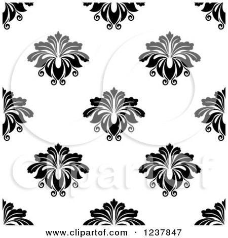 Clipart of a Seamless Black and White Damask Background Pattern 15 - Royalty Free Vector Illustration by Vector Tradition SM