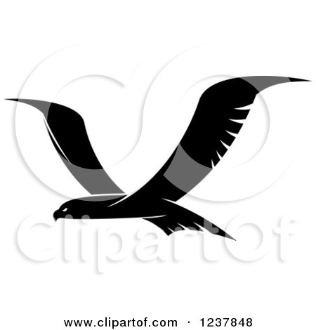 Clipart of a Black and White Eagle in Flight 2 - Royalty Free Vector Illustration by Vector Tradition SM