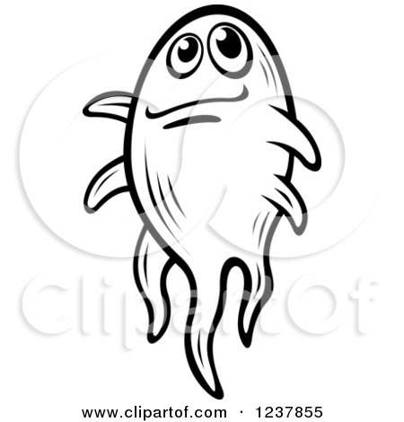 Clipart of a Skeptical Black and White Amoeba - Royalty Free Vector Illustration by Vector Tradition SM