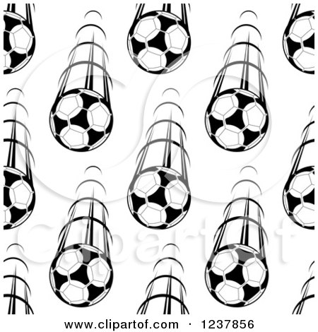 Clipart of a Seamless Background Black and White Flying Soccer Balls 2 - Royalty Free Vector Illustration by Vector Tradition SM