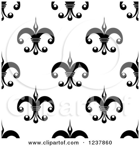 Clipart of a Seamless Black and White Fleur De Lis Background Pattern 8 - Royalty Free Vector Illustration by Vector Tradition SM