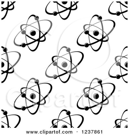 Clipart of a Black and White Seamless Atom and Molecule Pattern 6 - Royalty Free Vector Illustration by Vector Tradition SM